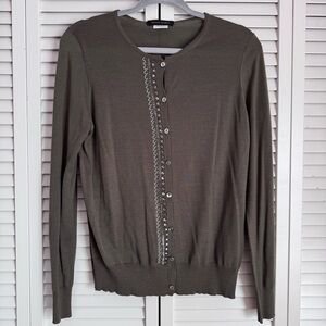 Bruno Manetti Silk Blend Beaded Embellished Cardigan Sweater